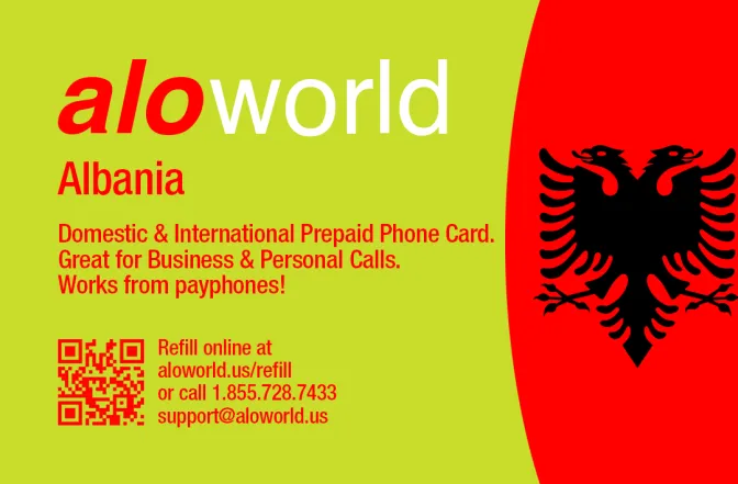 Call Albania from United States or Canada cheap and easy with a calling card.