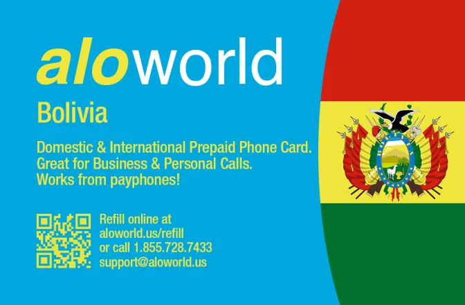 Aloworld bolivia Calling Card. Call bolivia from USA & Canada