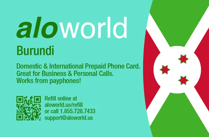Aloworld burundi Calling Card. Call burundi from USA & Canada
