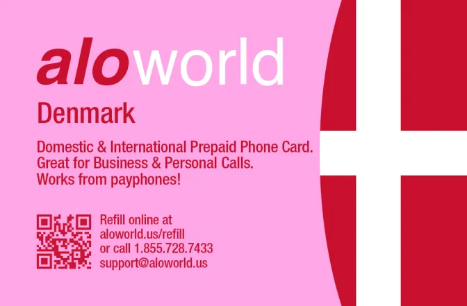 Aloworld denmark Calling Card. Call denmark from USA & Canada