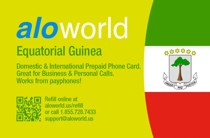 Aloworld equatorial_guinea Calling Card. Call equatorial_guinea from USA & Canada
