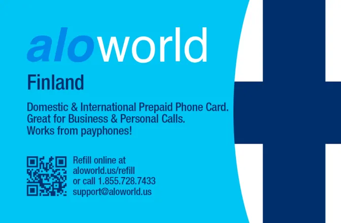 Aloworld finland Calling Card. Call finland from USA & Canada