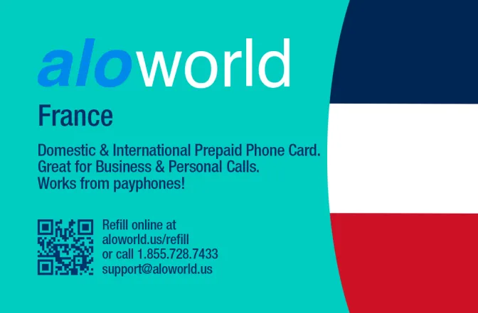 Aloworld france Calling Card. Call france from USA & Canada