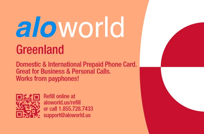 Aloworld greenland Calling Card. Call greenland from USA & Canada
