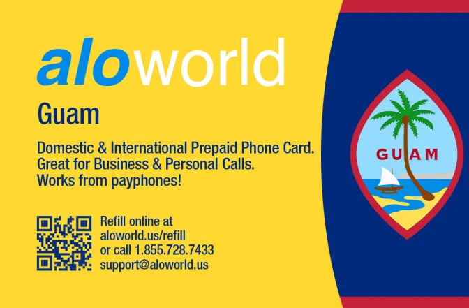 Aloworld guam Calling Card. Call guam from USA & Canada
