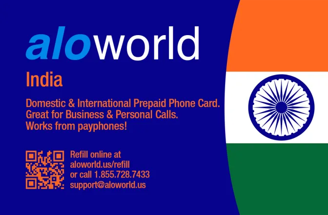 Aloworld india Calling Card. Call india from USA & Canada