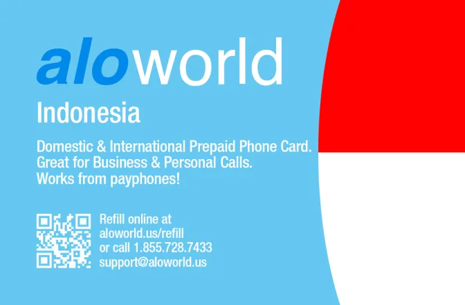 Aloworld indonesia Calling Card. Call indonesia from USA & Canada
