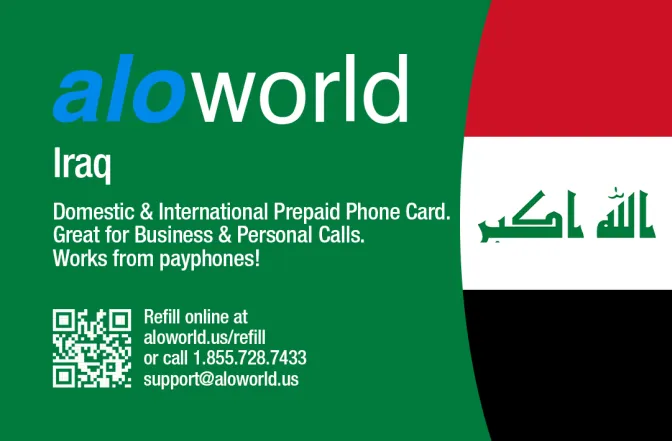 Aloworld iraq Calling Card. Call iraq from USA & Canada