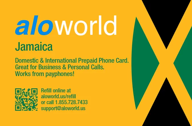 Aloworld jamaica Calling Card. Call jamaica from USA & Canada