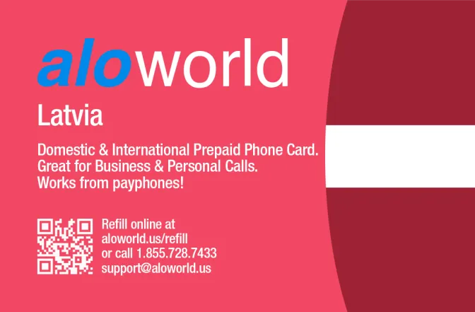 Aloworld latvia Calling Card. Call latvia from USA & Canada