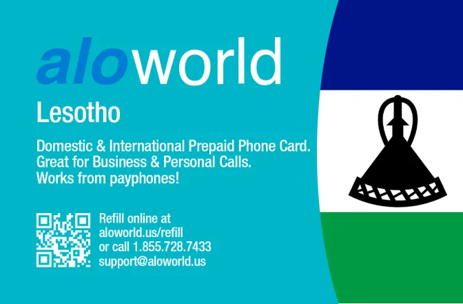 Aloworld lesotho Calling Card. Call lesotho from USA & Canada