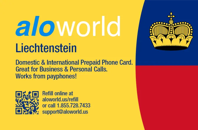 Aloworld liechtenstein Calling Card. Call liechtenstein from USA & Canada