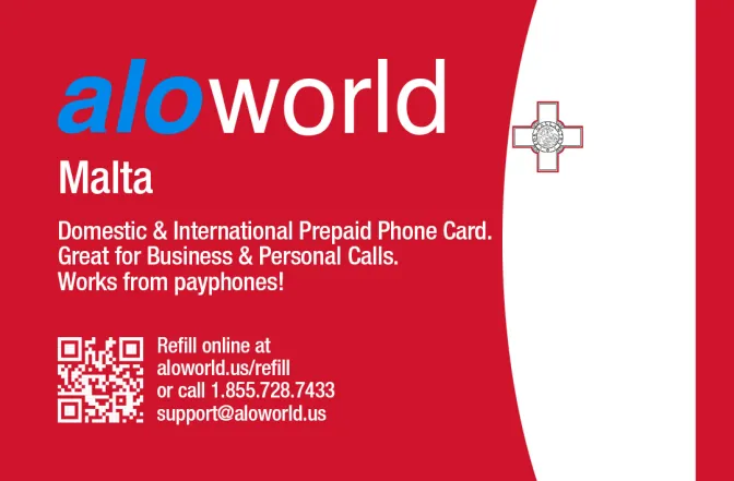 Aloworld malta Calling Card. Call malta from USA & Canada
