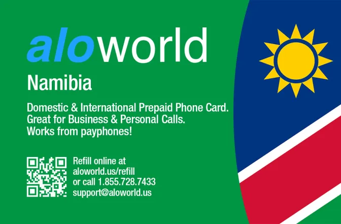 Aloworld namibia Calling Card. Call namibia from USA & Canada