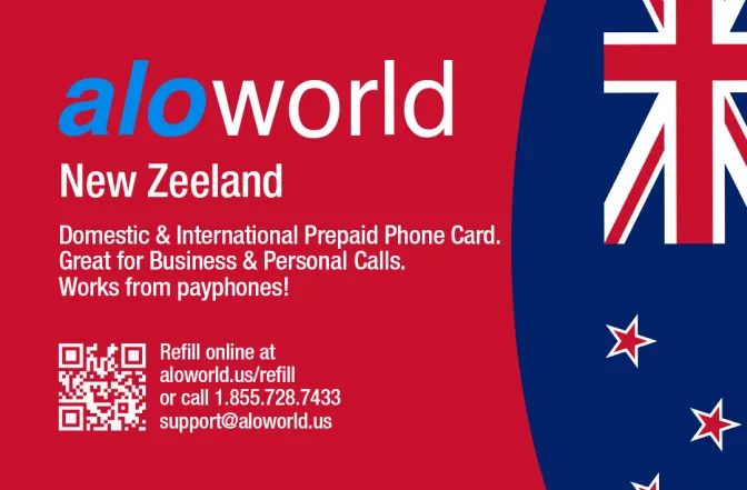 Aloworld new_zealand Calling Card. Call new_zealand from USA & Canada