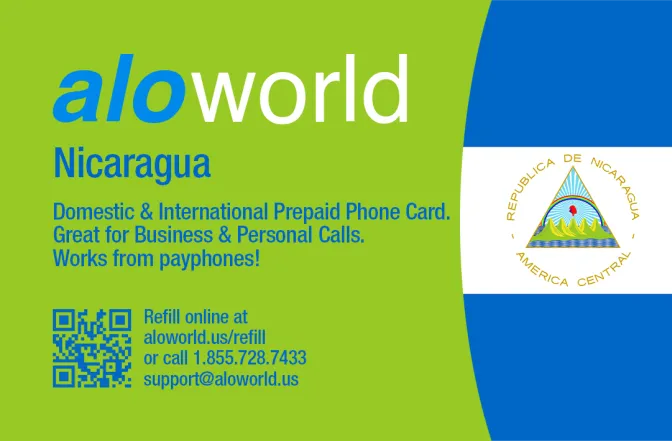 Aloworld nicaragua Calling Card. Call nicaragua from USA & Canada