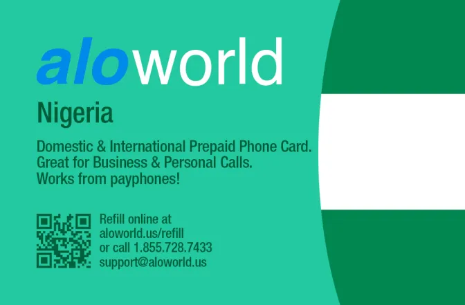 Aloworld nigeria Calling Card. Call nigeria from USA & Canada