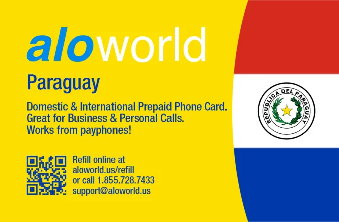Aloworld paraguay Calling Card. Call paraguay from USA & Canada