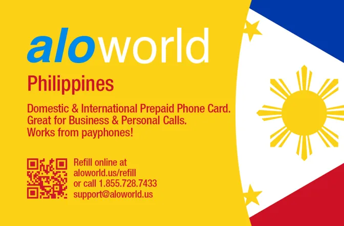 Aloworld philippines Calling Card. Call philippines from USA & Canada