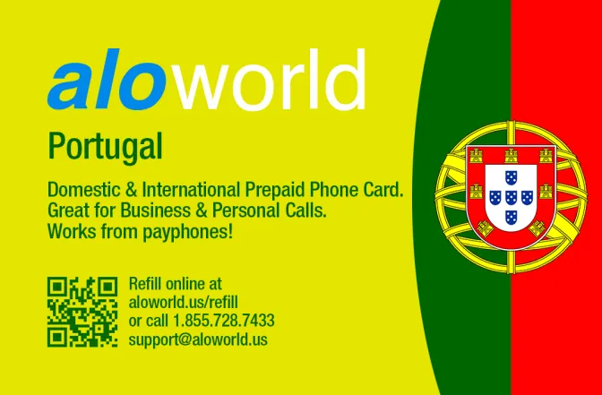Aloworld portugal Calling Card. Call portugal from USA & Canada