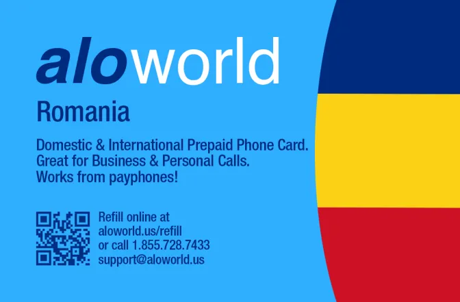 Aloworld romania Calling Card. Call romania from USA & Canada