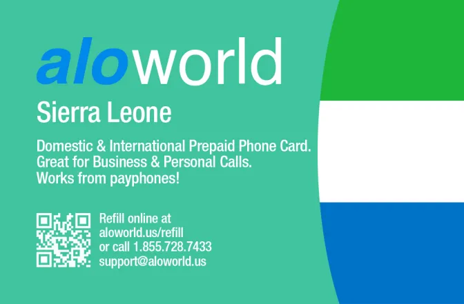 Aloworld sierra_leone Calling Card. Call sierra_leone from USA & Canada