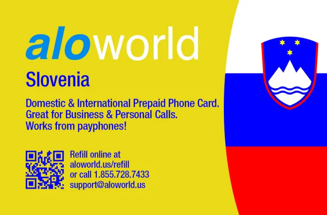 Aloworld slovenia Calling Card. Call slovenia from USA & Canada