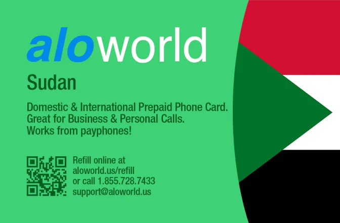 Aloworld sudan Calling Card. Call sudan from USA & Canada