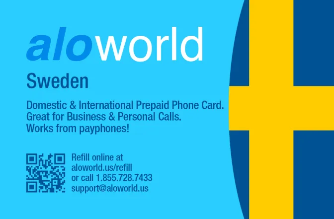 Aloworld sweden Calling Card. Call sweden from USA & Canada