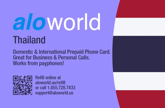 Aloworld thailand Calling Card. Call thailand from USA & Canada