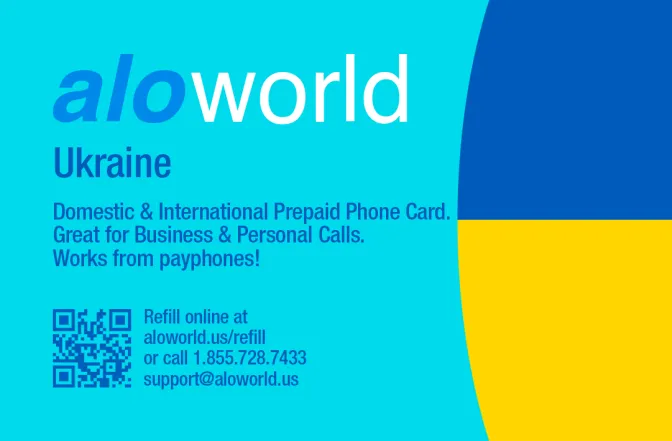 Aloworld ukraine Calling Card. Call ukraine from USA & Canada
