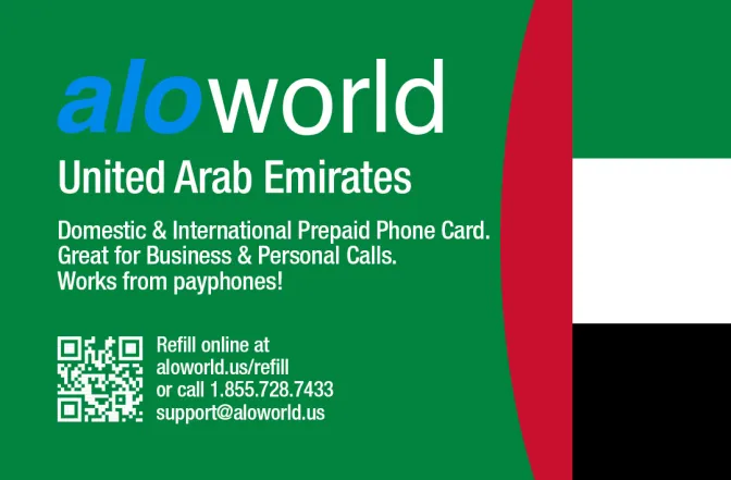 Aloworld united_arab_emirates Calling Card. Call united_arab_emirates from USA & Canada