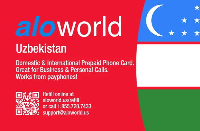 Aloworld uzbekistan Calling Card. Call uzbekistan from USA & Canada