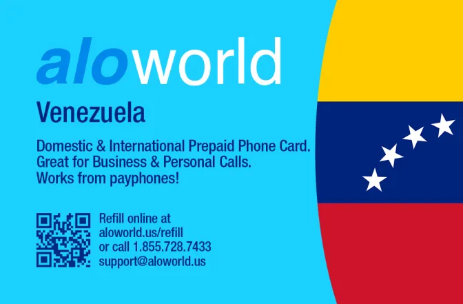 Aloworld venezuela Calling Card. Call venezuela from USA & Canada