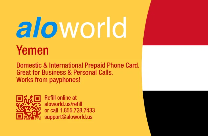Aloworld yemen Calling Card. Call yemen from USA & Canada