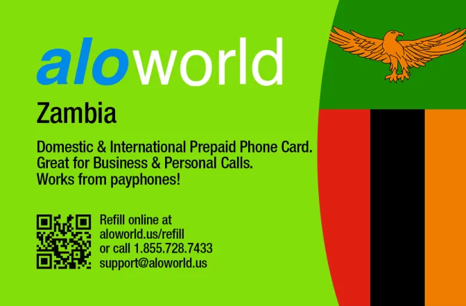 Aloworld zambia Calling Card. Call zambia from USA & Canada